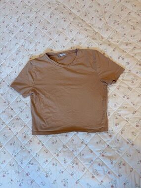 Zara Basic Cropped Tee in Light Nude/Tan